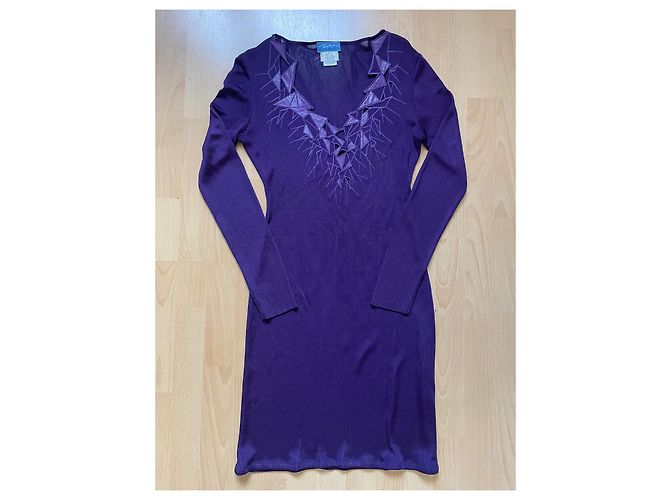 Abito Thierry Mugler in pelle e viscosa viola Porpora - vista 2