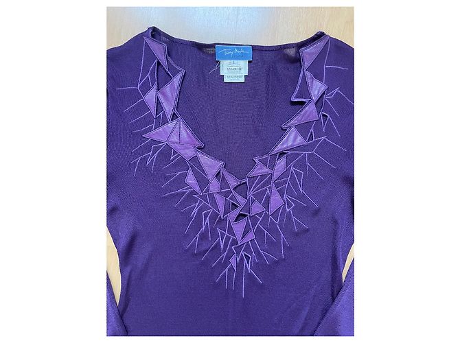 Abito Thierry Mugler in pelle e viscosa viola Porpora - vista 3