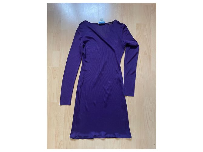 Abito Thierry Mugler in pelle e viscosa viola Porpora - vista 7
