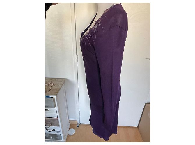 Abito Thierry Mugler in pelle e viscosa viola Porpora - vista 9