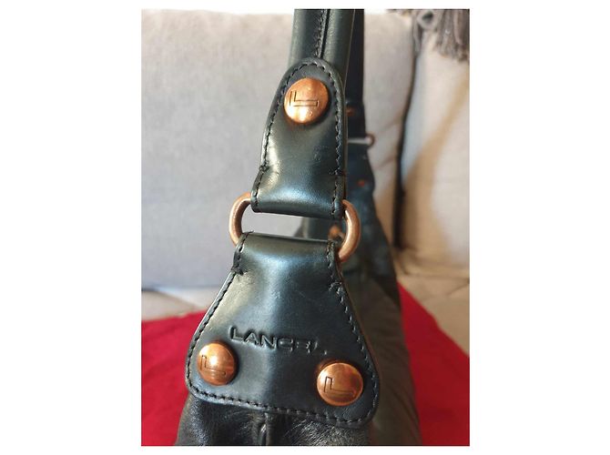 Borsa a mano Lancel in pelle effetto 3D Nero Marrone Scuro - vista 3