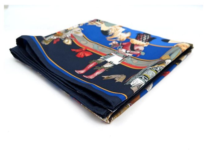 Hermès NUOVA SCIARPA QUADRATA HERMES KACHINAS 90 SCIARPA OLIVER KERMIT IN SETA BLU MARINO Blu navy - vista 9