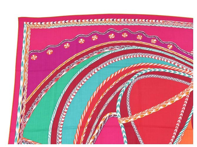 Hermès ABITO DA SERA CHALE HERMES MANLIK 140CM IN CASHMERE E SETA SCIALLE CASHMERE Rosa - vista 2