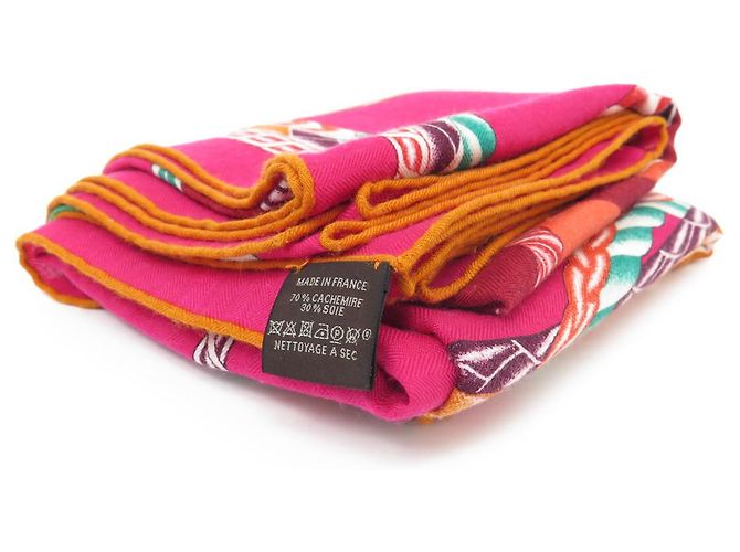 Hermès ABITO DA SERA CHALE HERMES MANLIK 140CM IN CASHMERE E SETA SCIALLE CASHMERE Rosa - vista 9