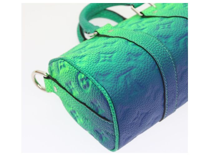 Borsa LOUIS VUITTON Taurillon Clemence Illusion Keepall XS M59691 auth 58427UN Verde - vista 17