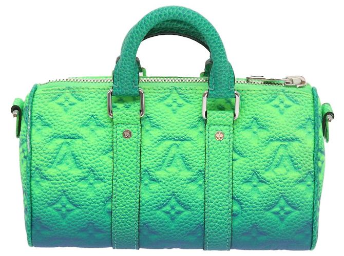 Borsa LOUIS VUITTON Taurillon Clemence Illusion Keepall XS M59691 auth 58427UN Verde - vista 2