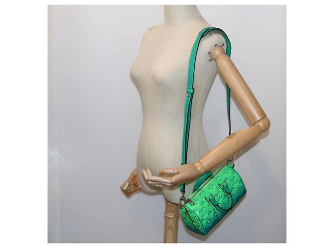 Borsa LOUIS VUITTON Taurillon Clemence Illusion Keepall XS M59691 auth 58427UN Verde - vista 23