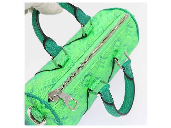 Borsa LOUIS VUITTON Taurillon Clemence Illusion Keepall XS M59691 auth 58427UN Verde - vista 7