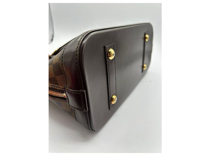 Borsa a mano Louis Vuitton Alma in pelle marrone scuro - vista 4