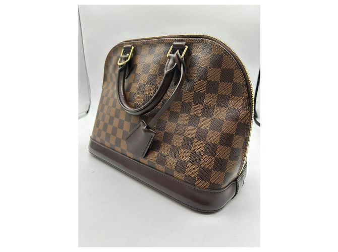 Borsa a mano Louis Vuitton Alma in pelle marrone scuro - vista 8