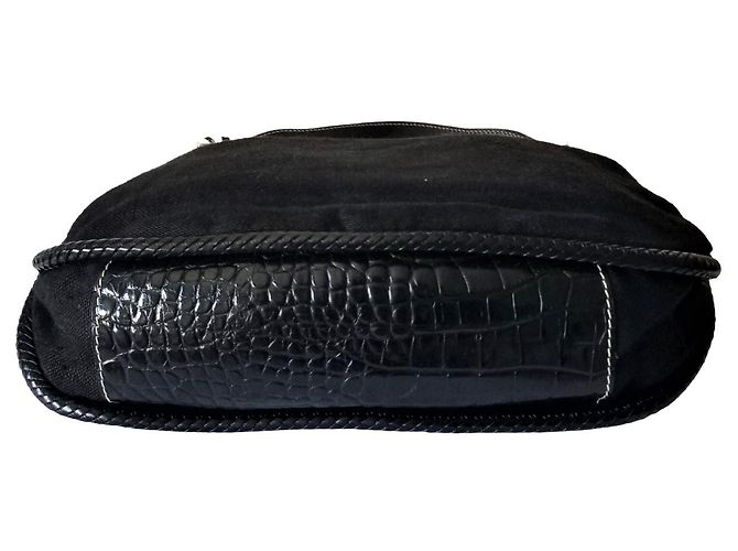 Borsa a tracolla Etro nera coccodrillo e motivo zebra Nero Beige Verde - vista 3