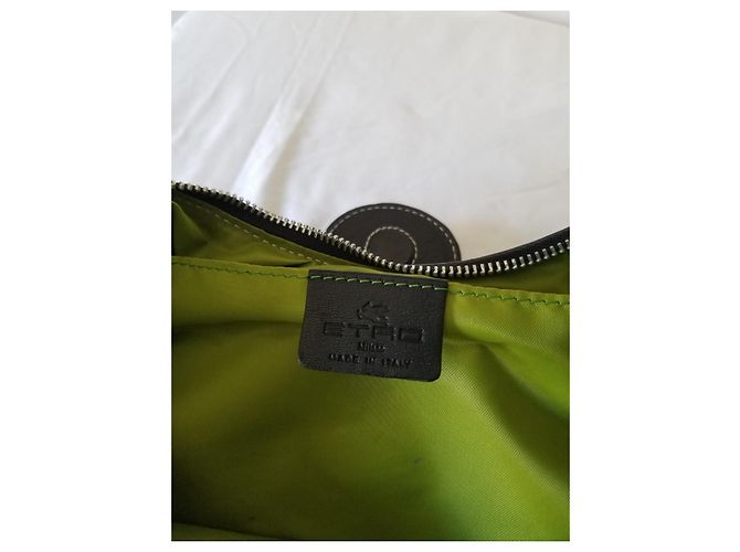 Borsa a tracolla Etro nera coccodrillo e motivo zebra Nero Beige Verde - vista 5