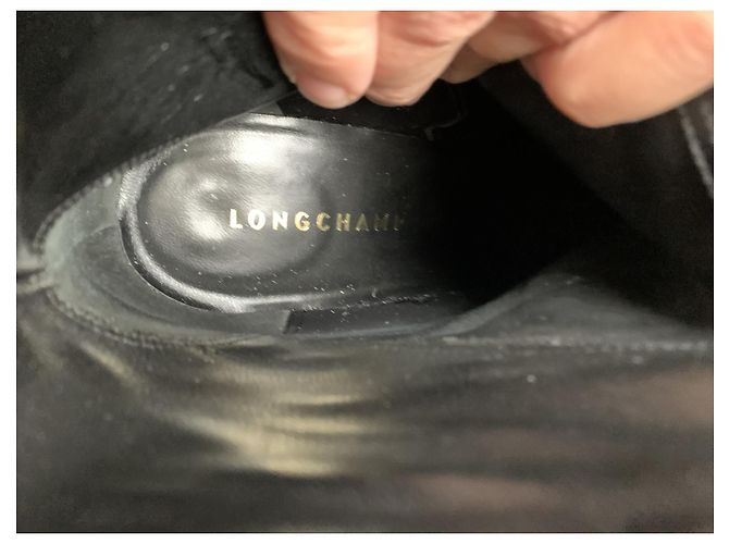 Stivaletti Longchamp in vernice e lana nera Nero - vista 14