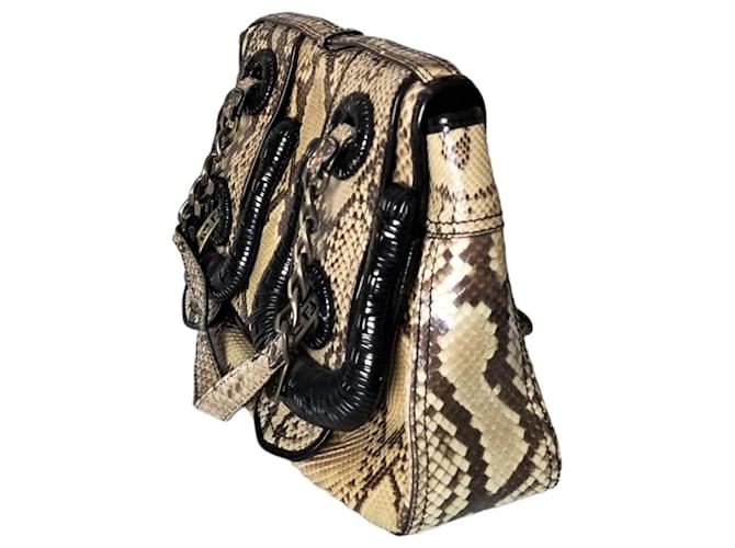 Bolsa Fendi Python "B Bag" Bege - vista 6