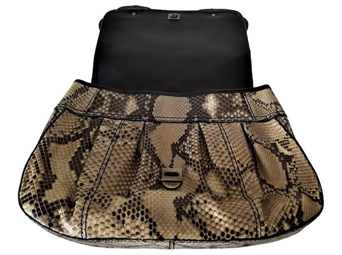 Bolsa Fendi Python "B Bag" Bege - vista 7