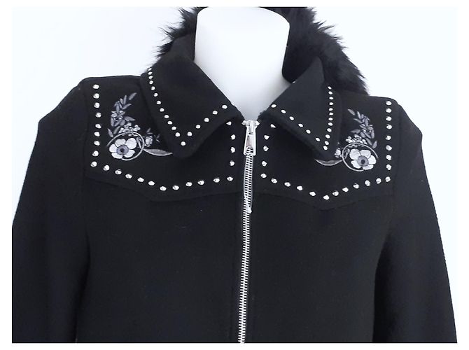 Abrigo Desigual Collin Negro con Bordado de Flores - vista 3