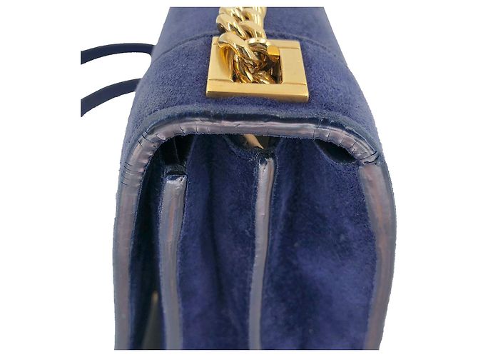Mini borsa a tracolla Elie Saab in camoscio blu - vista 10