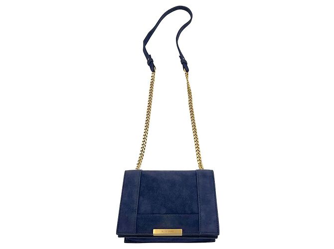 Mini borsa a tracolla Elie Saab in camoscio blu - vista 11