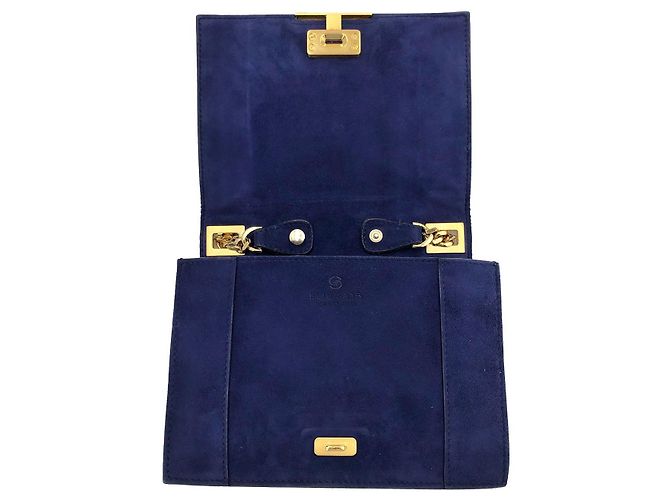Mini borsa a tracolla Elie Saab in camoscio blu - vista 12