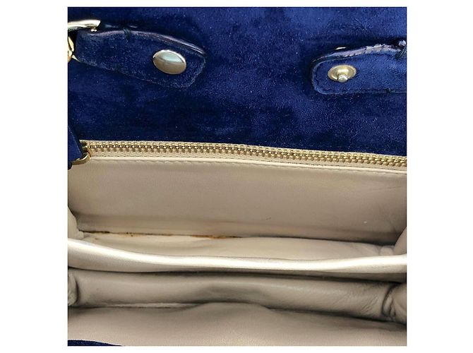 Mini borsa a tracolla Elie Saab in camoscio blu - vista 14