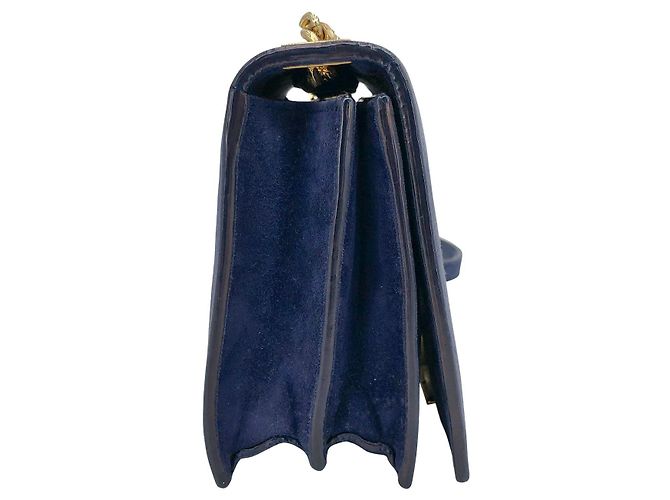 Mini borsa a tracolla Elie Saab in camoscio blu - vista 5