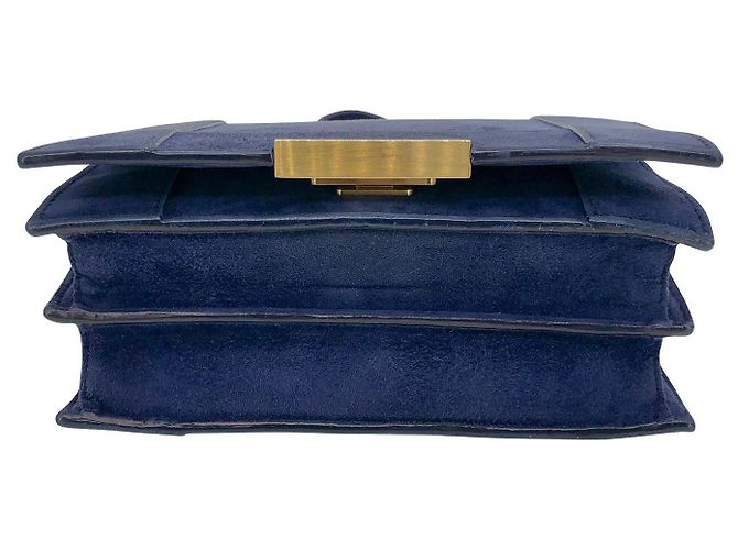 Mini borsa a tracolla Elie Saab in camoscio blu - vista 6
