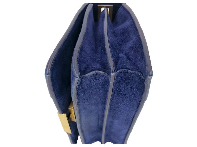 Mini borsa a tracolla Elie Saab in camoscio blu - vista 7