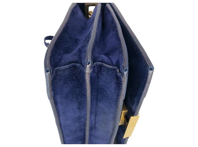 Mini borsa a tracolla Elie Saab in camoscio blu - vista 8