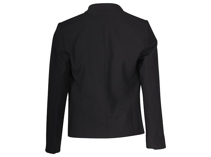 Theory Lanai Collarless Open-Front Blazer in Black Wool - view 3