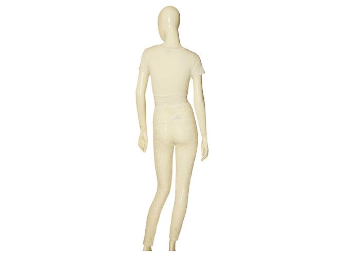 Comme des Garcons weiße Blumenspitze-Mesh-Leggings, Hose, Größe S - Ansicht 2