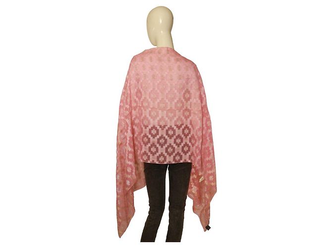 ETRO Sciarpa Scialle Foulard Lunga Extra Lunga in Seta Lino Rosa - vista 5