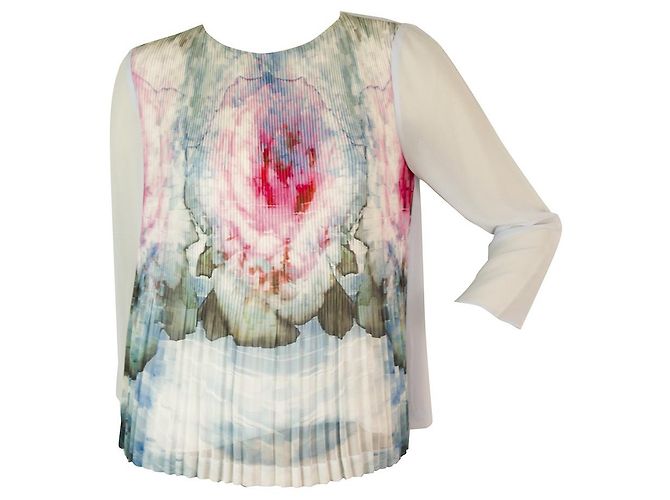 Body plisado con mangas transparentes y estampado floral en azul claro de Ted Baker - Talla 1 Multicolor - vista 6