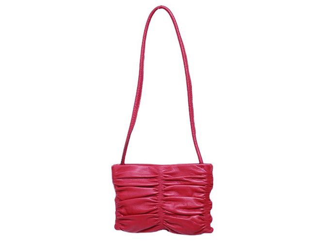 Gianfranco Ferré Gianfranco Ferre Bolsa pequena de ombro plissada drapeada em couro vermelho Bordeaux - vista 2