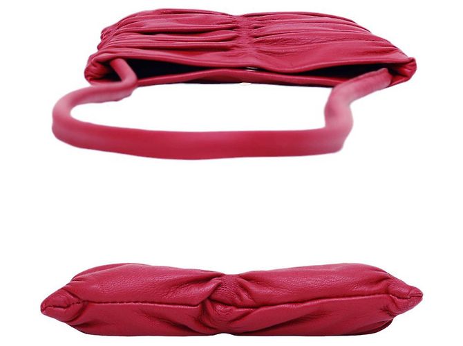 Gianfranco Ferré Gianfranco Ferre Bolsa pequena de ombro plissada drapeada em couro vermelho Bordeaux - vista 4