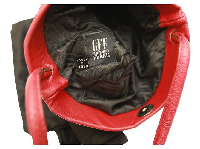 Gianfranco Ferré Gianfranco Ferre Bolsa pequena de ombro plissada drapeada em couro vermelho Bordeaux - vista 7