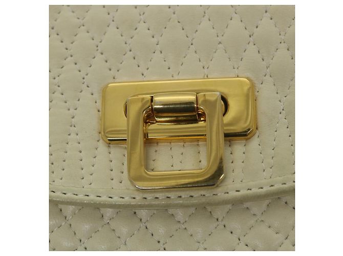 Bolsa de mão acolchoada BALLY couro bege Auth bs9678 - vista 14
