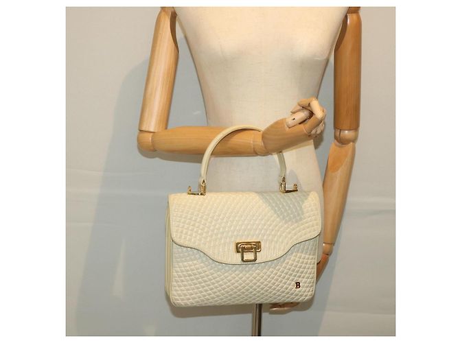 Bolsa de mão acolchoada BALLY couro bege Auth bs9678 - vista 21
