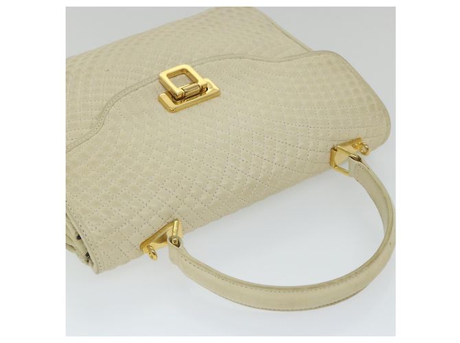 Bolsa de mão acolchoada BALLY couro bege Auth bs9678 - vista 6