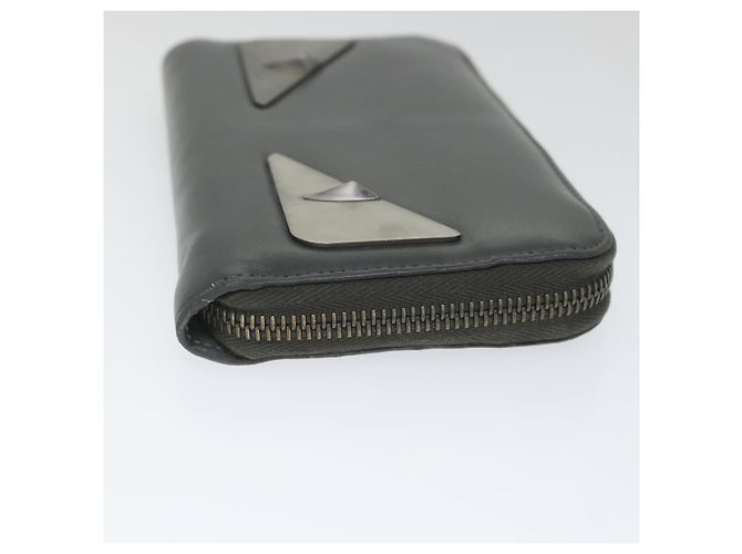FENDI Cartera Larga Piel Gris Auth hk904 - vista 4
