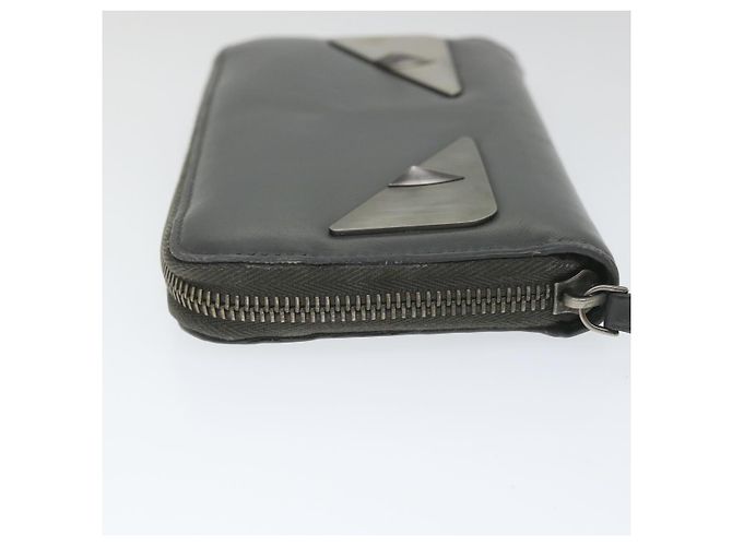 FENDI Cartera Larga Piel Gris Auth hk904 - vista 5