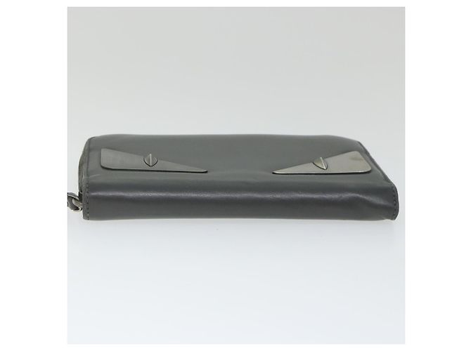 FENDI Cartera Larga Piel Gris Auth hk904 - vista 7