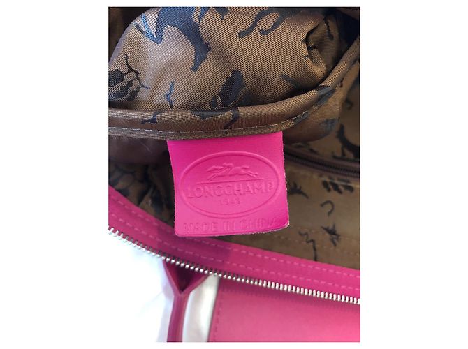 Borsa Longchamp in pelle rosa fucsia collezione Pliage Argento Fuschia - vista 10