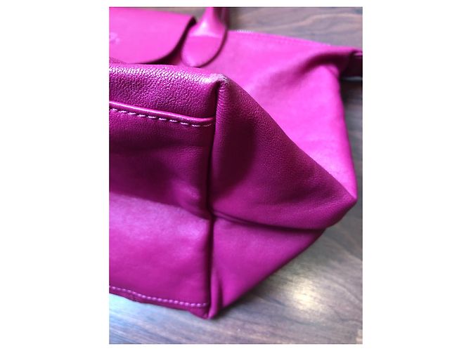 Borsa Longchamp in pelle rosa fucsia collezione Pliage Argento Fuschia - vista 13