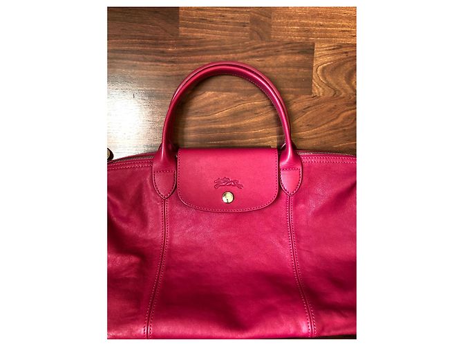 Borsa Longchamp in pelle rosa fucsia collezione Pliage Argento Fuschia - vista 19