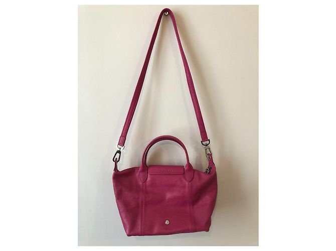 Borsa Longchamp in pelle rosa fucsia collezione Pliage Argento Fuschia - vista 2