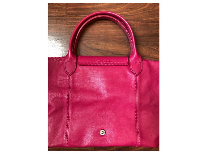 Borsa Longchamp in pelle rosa fucsia collezione Pliage Argento Fuschia - vista 20