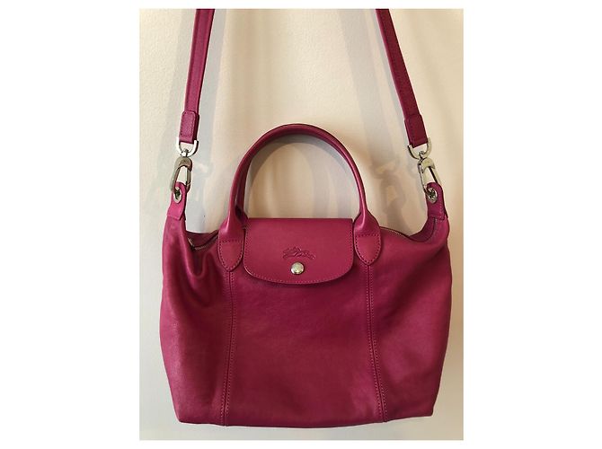 Borsa Longchamp in pelle rosa fucsia collezione Pliage Argento Fuschia - vista 3
