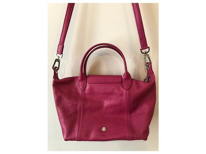 Borsa Longchamp in pelle rosa fucsia collezione Pliage Argento Fuschia - vista 4