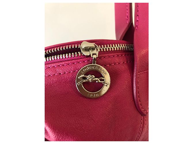 Borsa Longchamp in pelle rosa fucsia collezione Pliage Argento Fuschia - vista 6