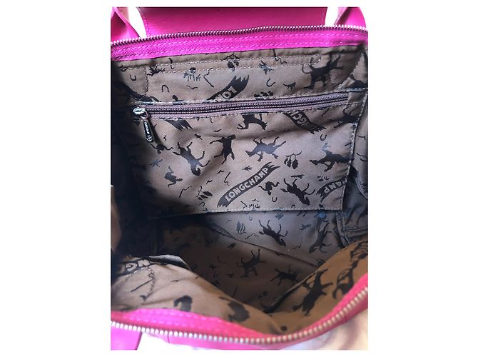 Borsa Longchamp in pelle rosa fucsia collezione Pliage Argento Fuschia - vista 8